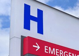Hospital emergency sign for healthcare access
