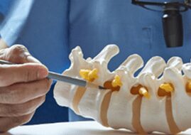Doctor explaining spinal treatment model