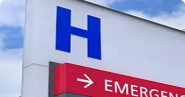 Hospital emergency entrance direction sign