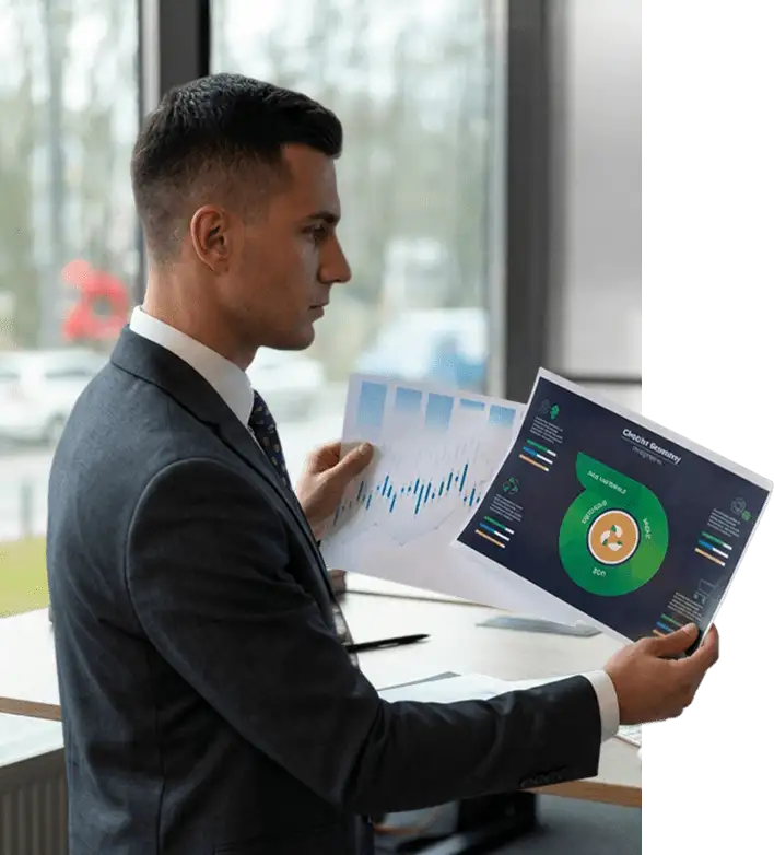 Man analyzing healthcare reimbursement charts