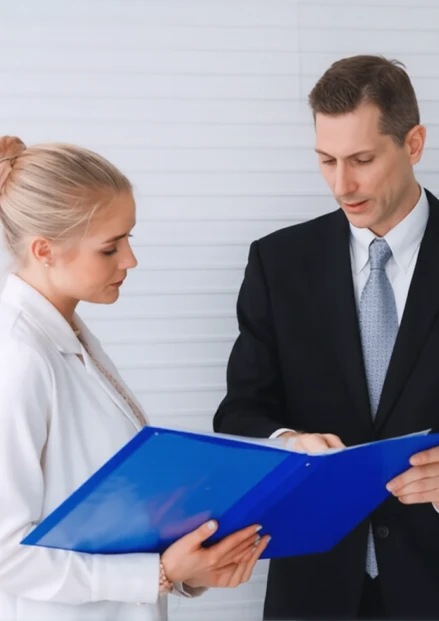 Healthcare professional reviewing legal documents