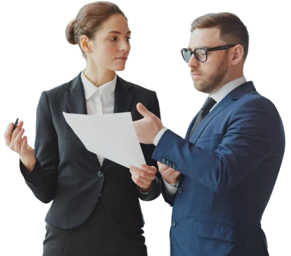 Business professionals reviewing a document